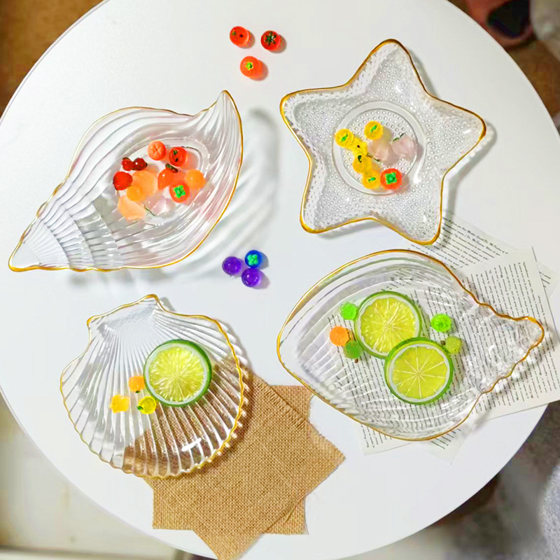 Ocean Dessert Plate Glass Small Butterfly Kidsren's Creative Small Plate Ins High-Looking Creative Home