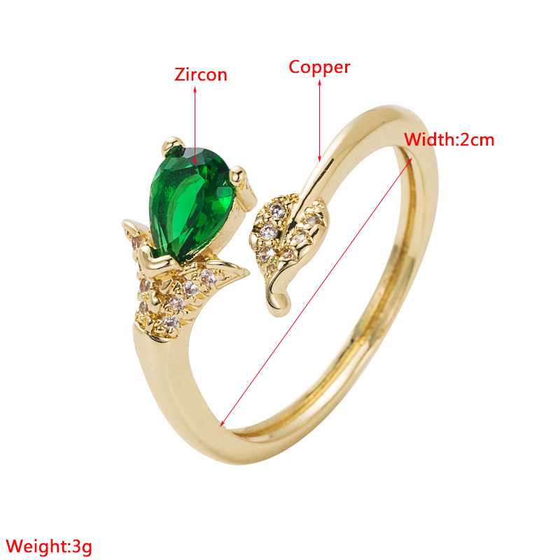 Copper Plated Gold Inlaid Zircon Geometric Open Ring Accessory Female display picture 1