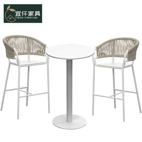 Nordic outdoor bar chair villa outdoor open-air high stool creative aluminum alloy leisure rattan bar counter table and chair