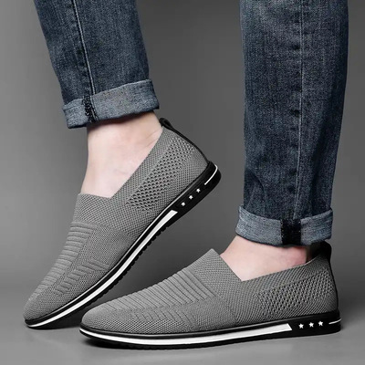 new pattern Breathable fabric Fabric comfortable Men's Shoes leisure time drive a car Flat shoes A pedal Men's Shoes leisure time Mesh shoes