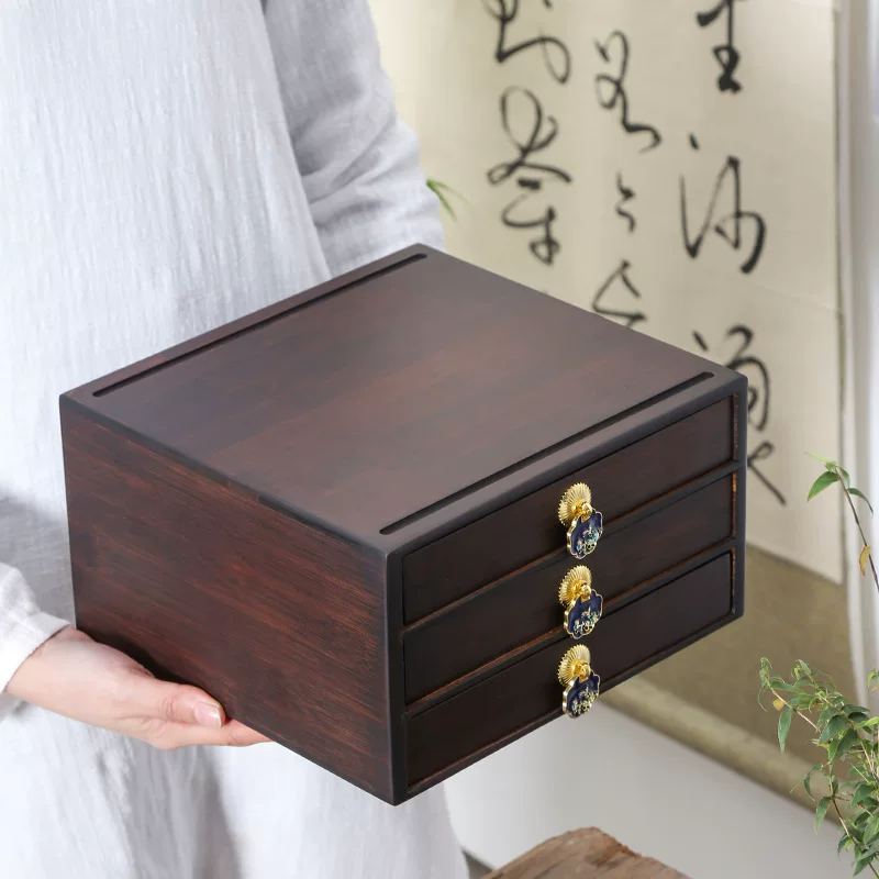 Puerh tea, tea pancake, multilayer storage box, tea set with accessories