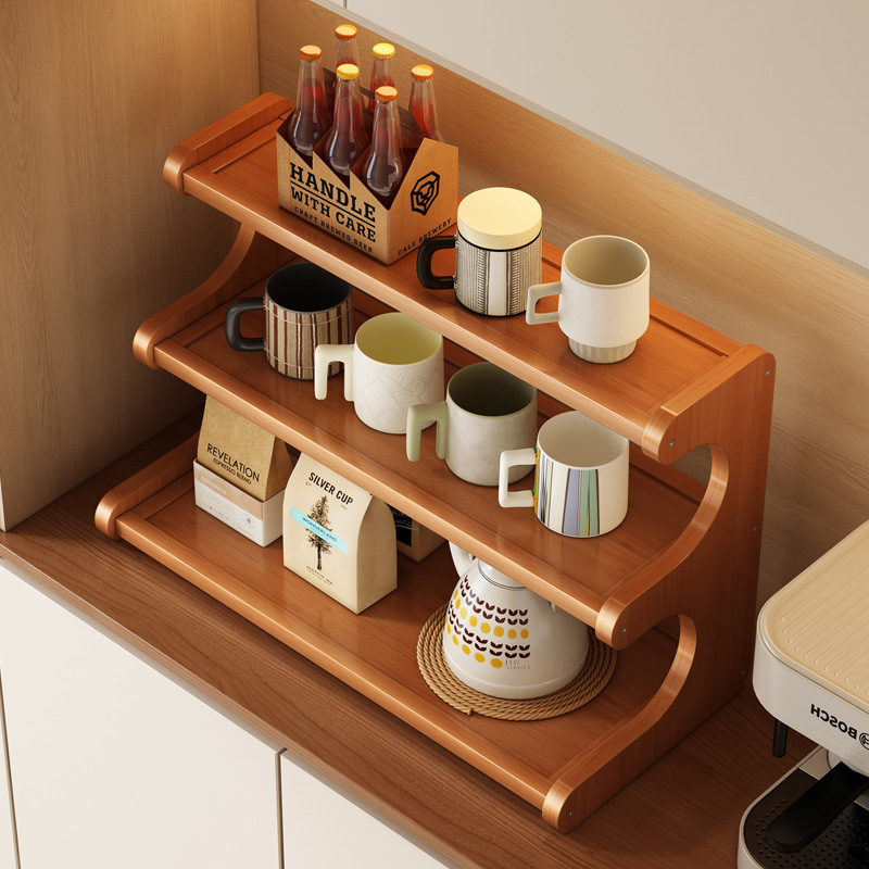 テーブルの上の杯の棚は物を置いてテーブルの上のコーヒーの杯の多層の展示棚の茶器を置いてコップを置いて棚を収納します。|undefined