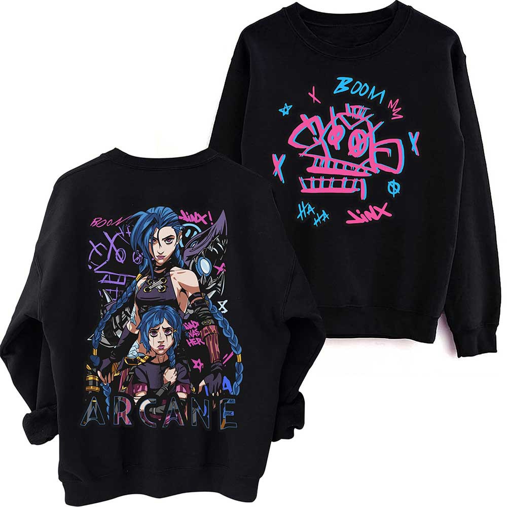 2024 Arcane-Jinx Hot Anime Sweatshirt Harajuku Round Neck