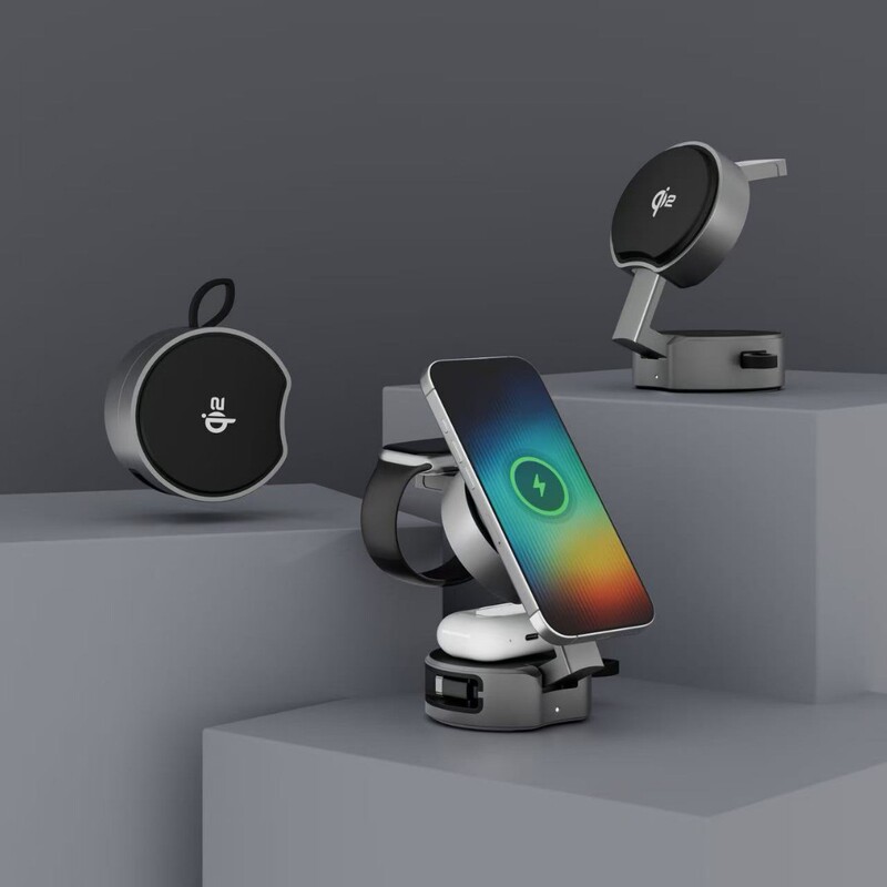 Qi Certified 25W Wireless Charger with Fast Charging and Overcharge Protection, Three-In-One, Suitable for Multiple Apple and Android Models