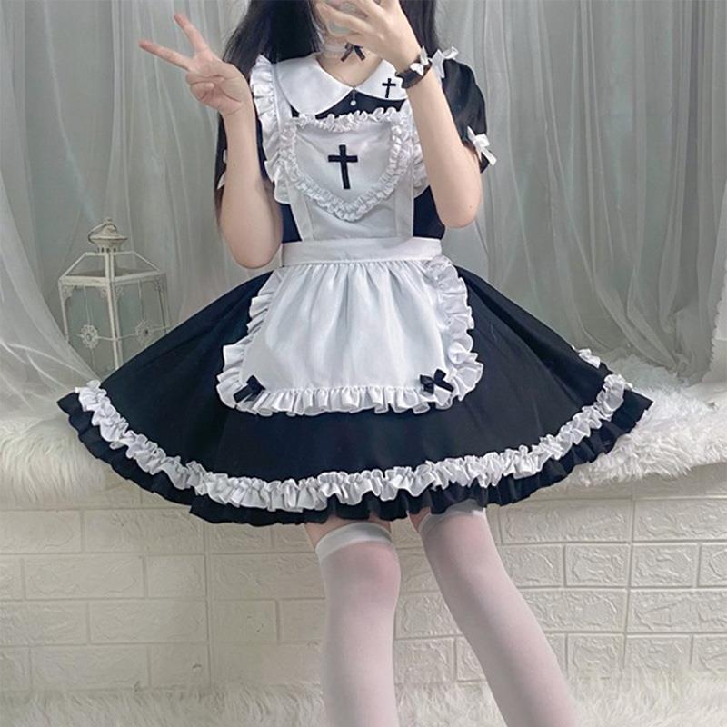 日本经典短袖女仆可爱日系女仆cosplay女装女佣装连衣裙扮演服-阿里巴巴
