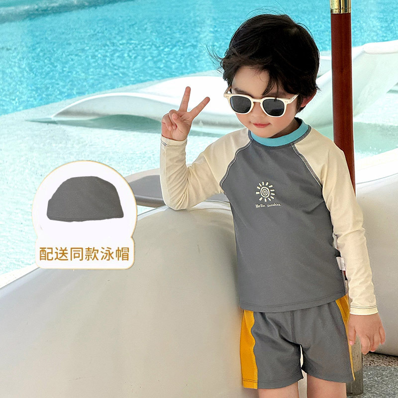 男童泳衣裤2025新款儿童夏季分体防晒速干游泳衣宝宝温泉度假泳装|undefined