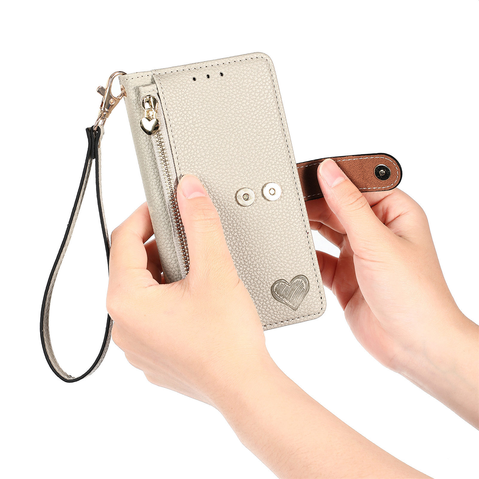 109g Weight iPhone Applicable Brands Phone Cases Classification tpu, Pu Leather Material Heart Shape, Solid Color Pattern Basic Style Heart Shape Solid Color Tpu Pu Leather Wallets 32