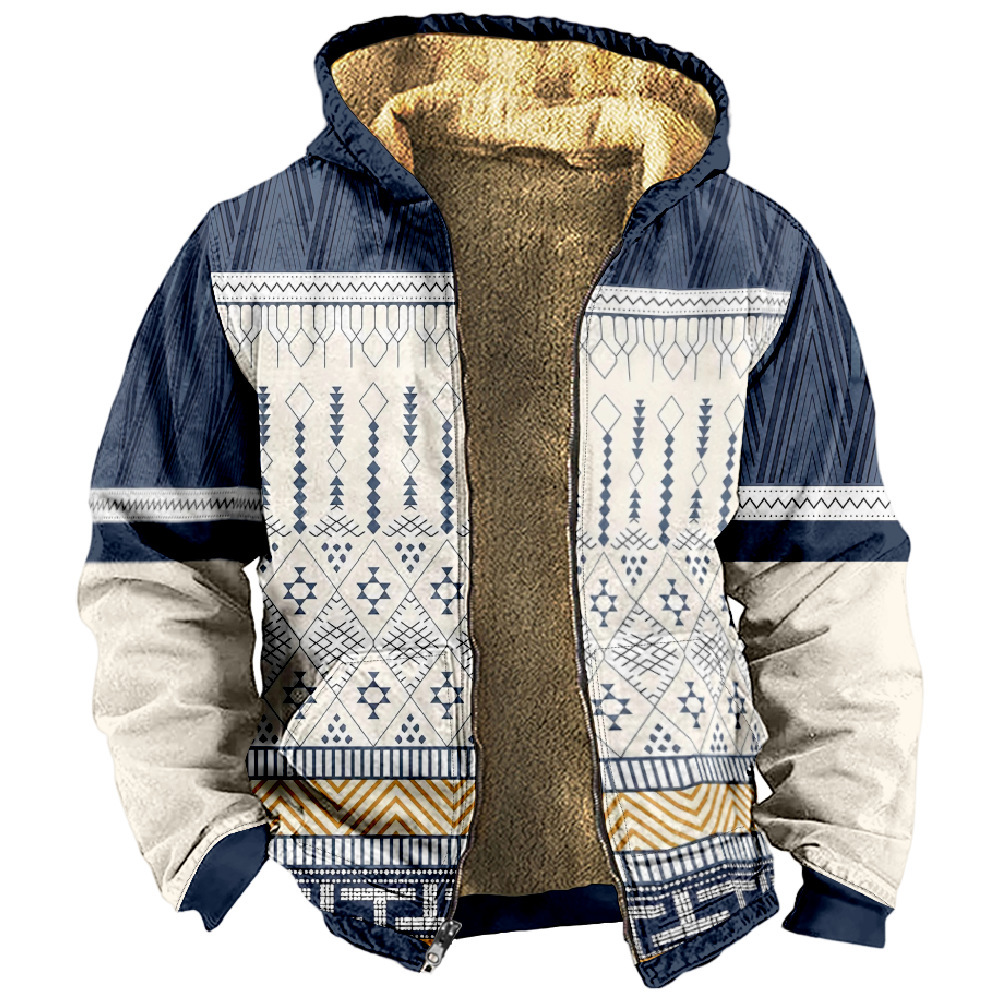 Chaqueta de manga larga con estampado de otoño para hombre de estilo británico retro Chaqueta con capucha con cremallera de venta directa de fábrica transfronteriza MF12