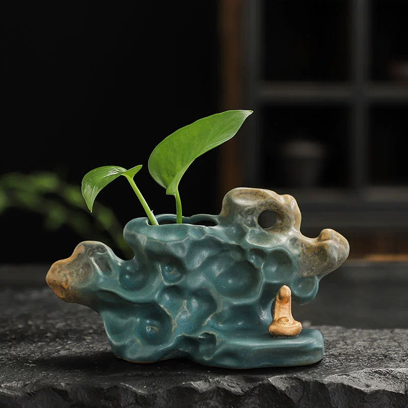 Креативная керамическая ваза в китайском стиле, украшения Zen Wuzhishan, гидропонный цветок, украшения из золотой жабы, Настольная пепельница, чай, домашнее животное