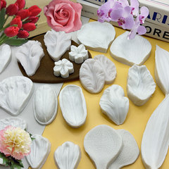 翻糖模具各种玫瑰郁金香花瓣叶子糖花硅胶双片夹模立体纹路模多款