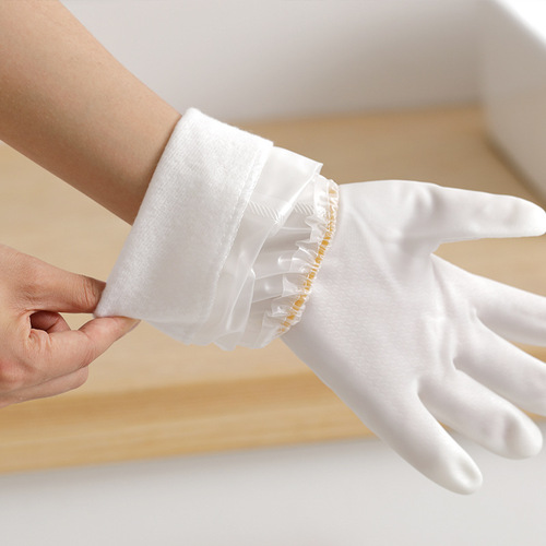 Dishwashing gloves plus velvet kitchen durable household waterproof nitrile laundry laundry thickened housework rubber dishwashing artifact