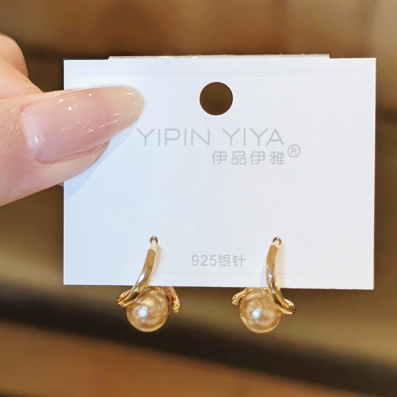 Серьги (YIPIN YIYA) 925 серебряные сережки-крючки с золотым покрытием, закрученный дизайн, легкие 0.01 кг