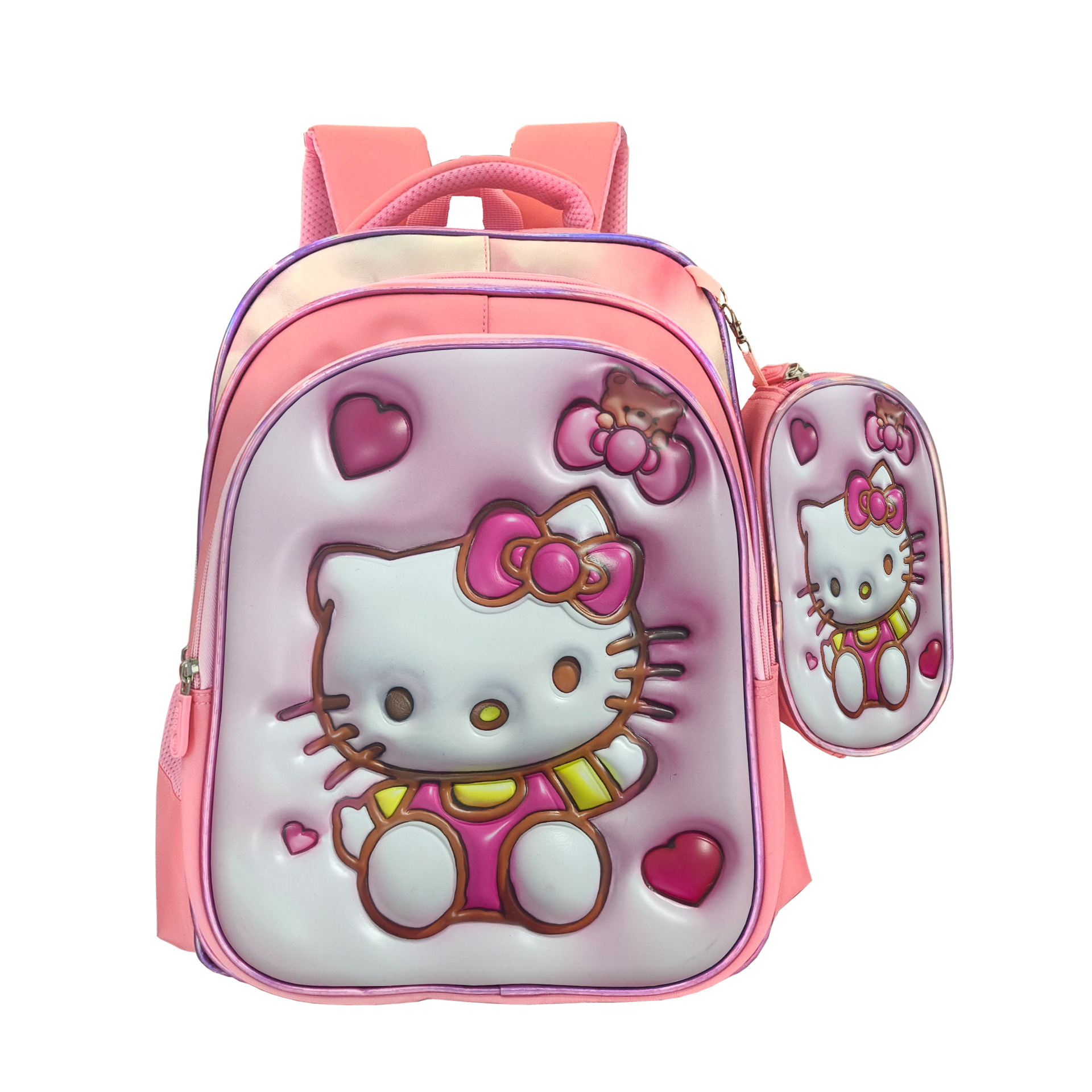 Juego de mochila escolar de nailon de tres piezas, mochila infantil para estudiantes de primaria, mochila ligera con ruedas, lonchera bonita