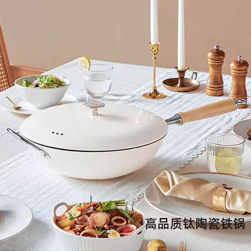 Nuevo tipo de serie de ollas aromáticas para el hogar antiadherente olla de frita de dos orejas 0 olla de frita recubierta de flúor mini olla de leche