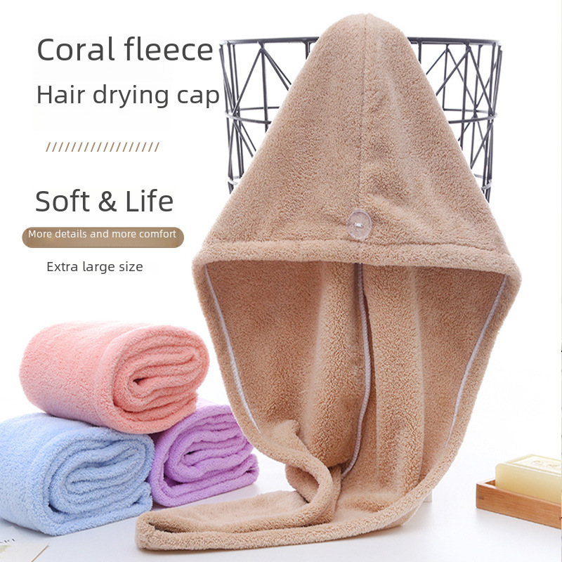 Dry hair hat wholesale coral velvet dry hair hat for women, absorbent and quick-drying bath cap, plain dry hair towel, beauty salon headscarf