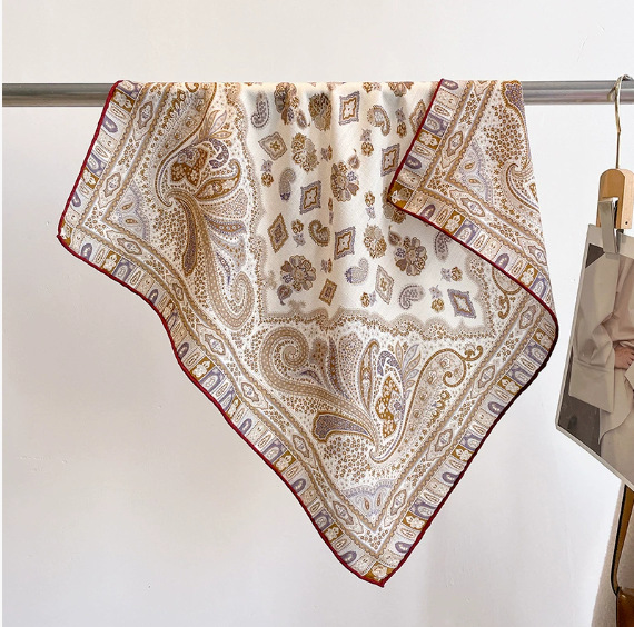 2025春秋冬新型高級シルクウールマフラー女性ファッション気質プリントストール両面シルクスカーフ