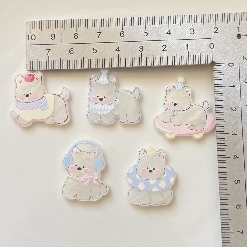 漫画カラフルな二層ウエストハイランド子犬アクリルアクセサリー diy 携帯電話ケースアクセサリーホールシューズ冷蔵庫マグネット|undefined