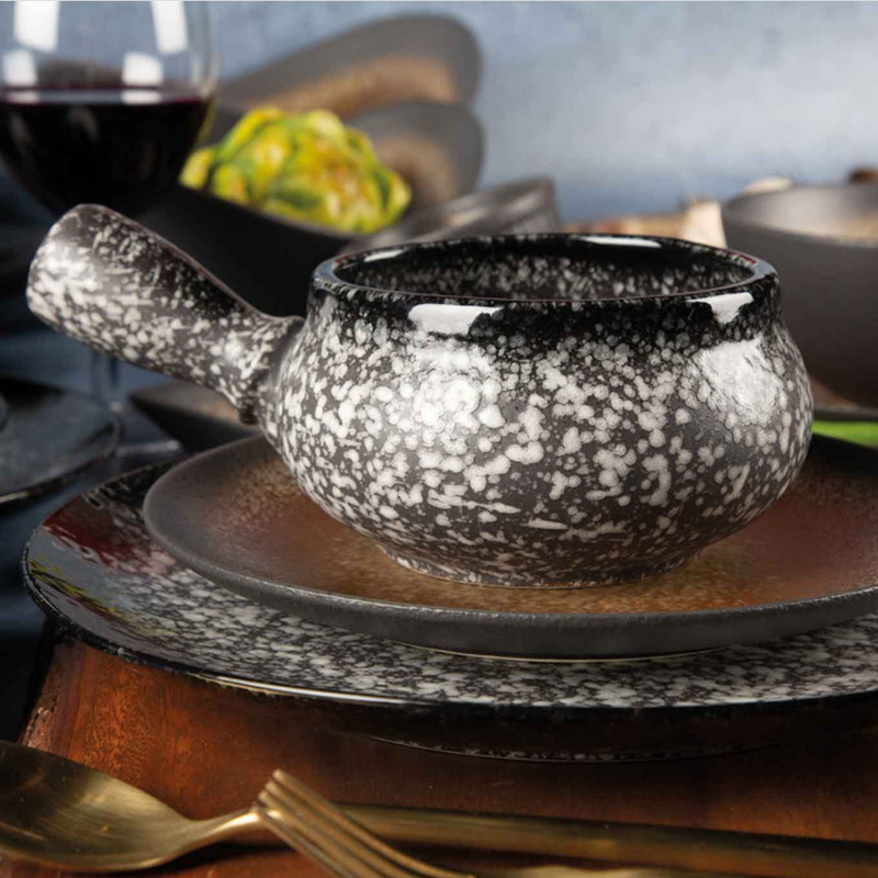 Acampar al aire libre barbacoa vajilla caliente para hornear tazón de cerámica con mango tazón de sopa tazón de arroz tazón de ensalada tazón de hogar con mango