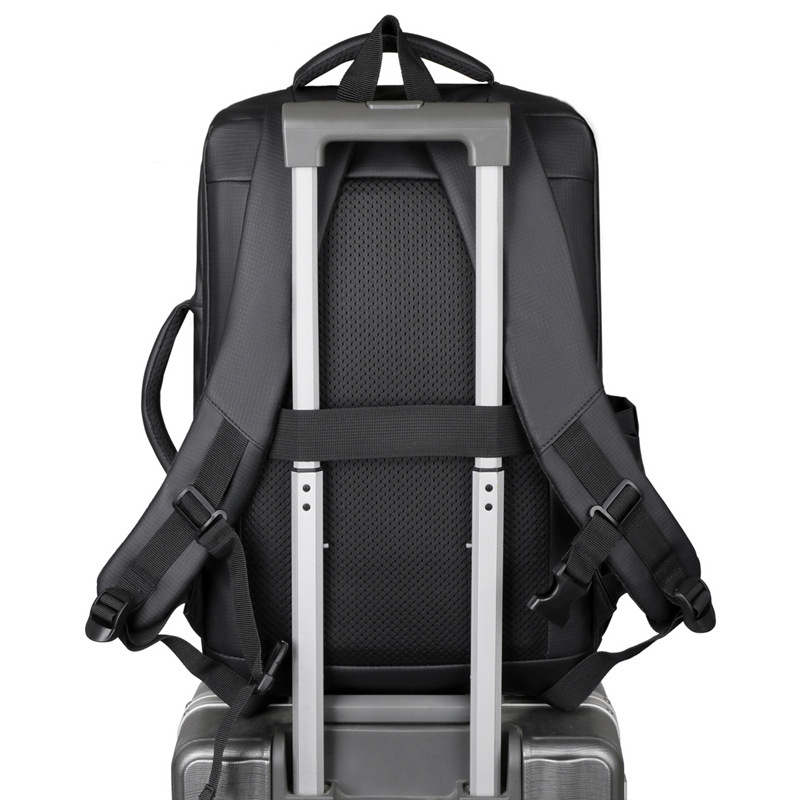 Nueva película de cuero a prueba de rociamientos mochila de gran capacidad de viaje de negocios colgante barra de tracción de embarque bolsa de computadora interfaz USB bolsa de viaje