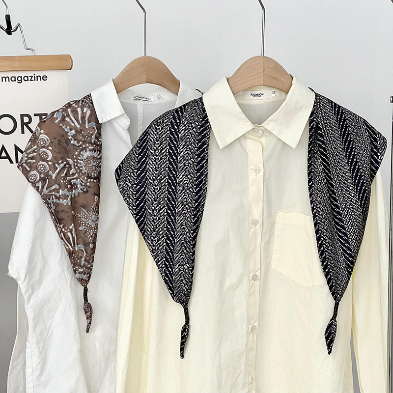 Nueva turbanca de triángulo de doble capa de satén suave y suave, protector de cuello, buñuelo de seda multifuncional, buñuelo de pañuelo elegante retro