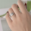 Fashionable ring heart shaped stainless steel for beloved, European style, Korean style, 24 carat white gold