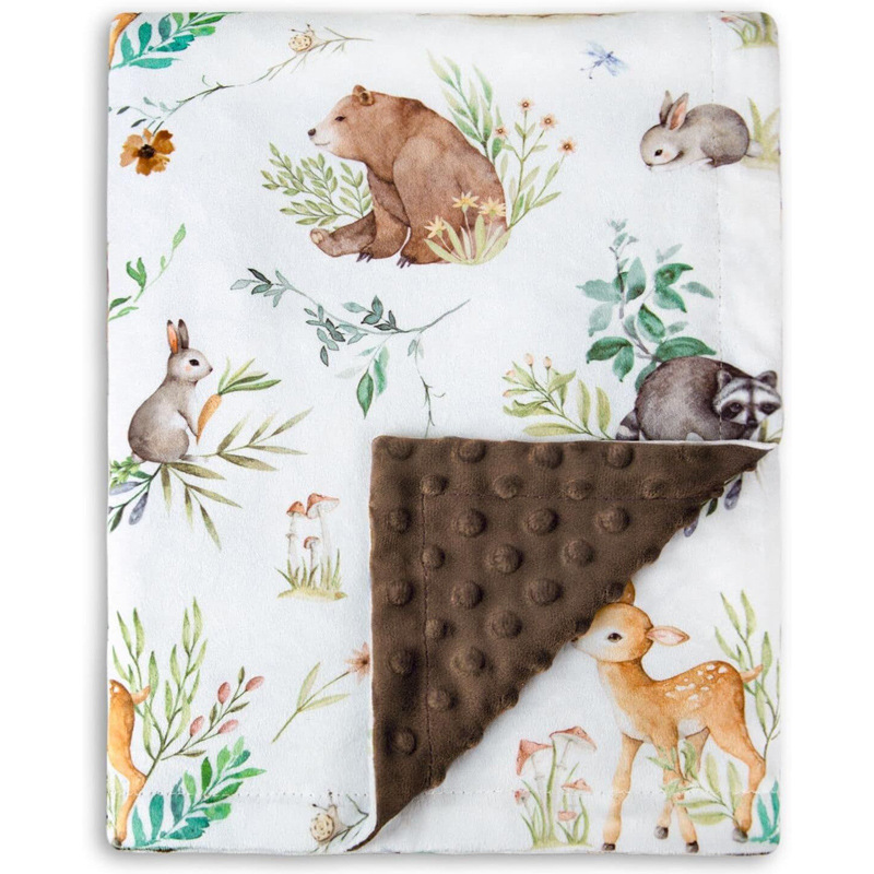 Coral fleece beanie manta bebé edredón suave piel agradable otoño e invierno caliente al por mayor Amazon dibujos animados manta