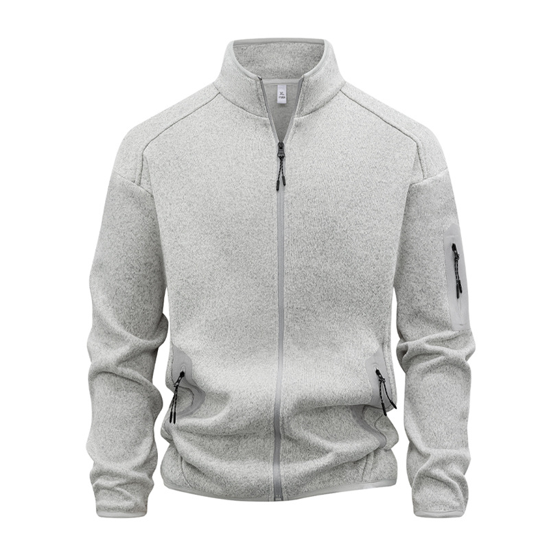 2025 New Autumn and Winter Men's Stand-Up Collar Zipper Long-Sleeved Sweatshirt Cross-Border Versatile Men's Sports Contrasting Color Casual Cardigan