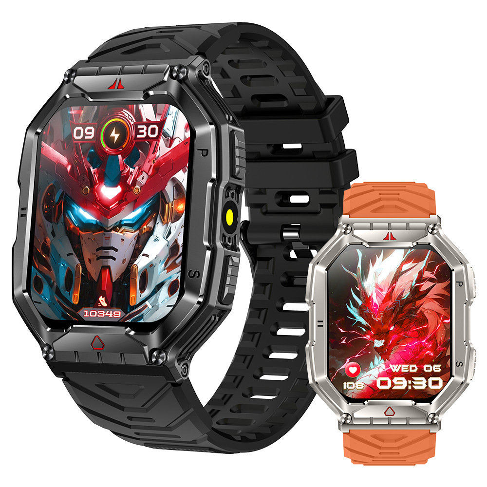 KR82 Smartwatch – Robuste Outdoor-Smartwatch mit Bluetooth-Anruffunktion, Kompass, Echtzeit-Barometer, Herzfrequenz- und Blutsauerstoffmessung_voghion.com