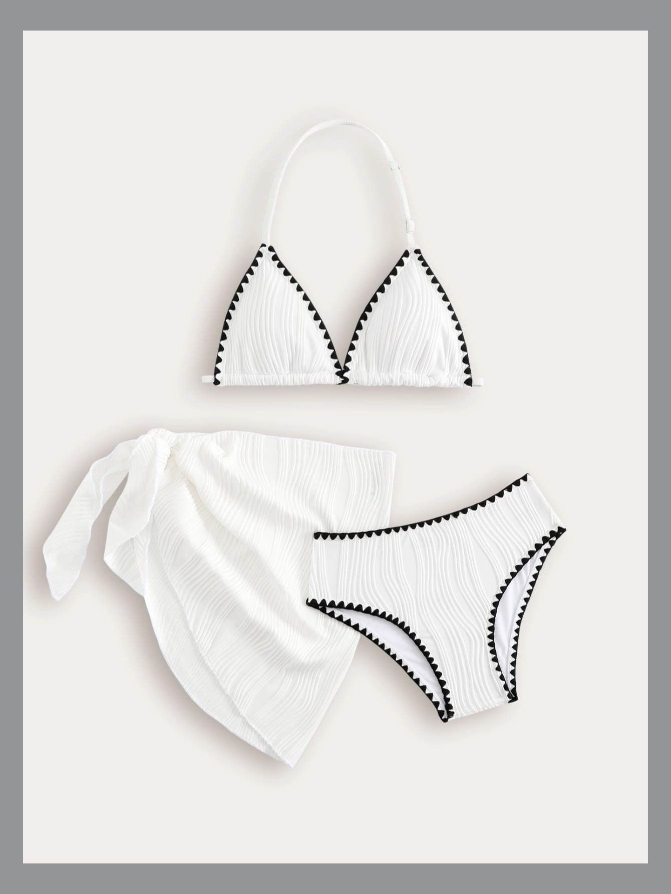 Classic Solid Colour Bikini Swimsuit Set For Teens Pool Beach_voghion.com