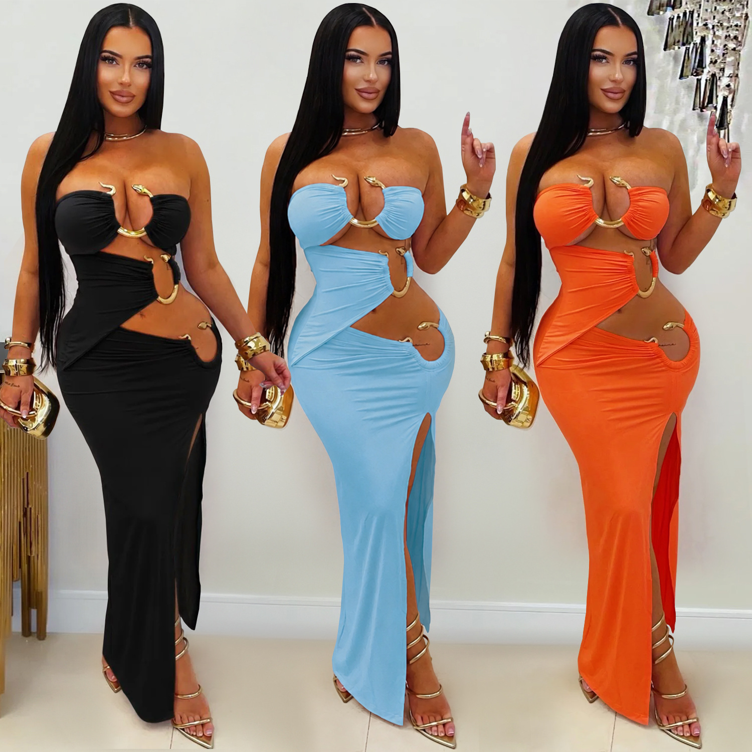C7760 Aliexpress transfronterizo Amazon 2026 nuevo vestido de mujer sexy de pecho de discoteca de fiesta vestido de cadera image 1