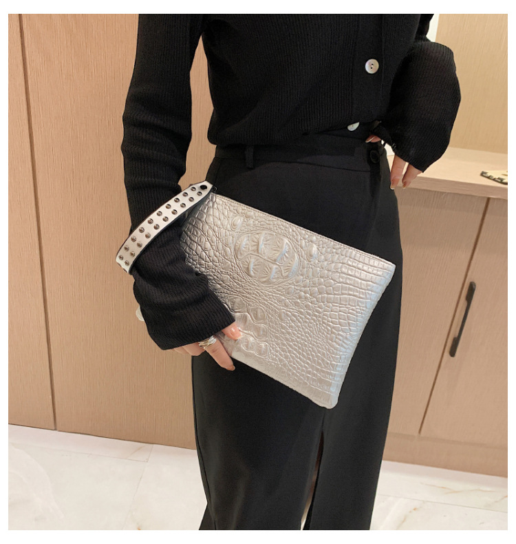 315g Weight Nylon Lining Material Zipper Closure Type Single Shoulder Strap Strap Type Clutch Bag Bags Type Business Occasion Pu Leather Material Solid Color Pattern All Seasons Season Women's Gender Business Style Medium Size Women's Medium Pu Leather Solid Color Business Zipper Clutch Bag 2