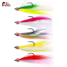 新款路亚锚钩羽毛钩单钩5个仿生手工鹿毛绑制羽毛鱼钩路亚钩渔具