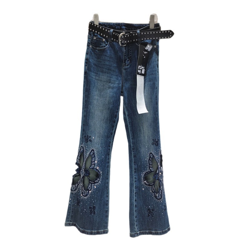Agujero caliente jeans pantalones de micro-diámetro para mujeres 2026 primavera y verano nuevos productos europeos de cintura alta delgada hacer pantalones viejos
