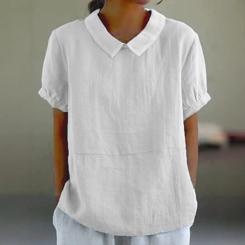 In-Stock Aliexpress Independent Site Wish Hot-Selling New Product Loose Fit Collared Shirt Women's Short-Sleeve Pure Cotton Top In-Stock Aliexpress Independent Site Wish Hot-Selling New Product Loose Fit Collared Shirt Women's Short-Sleeve Pure Cotton Top