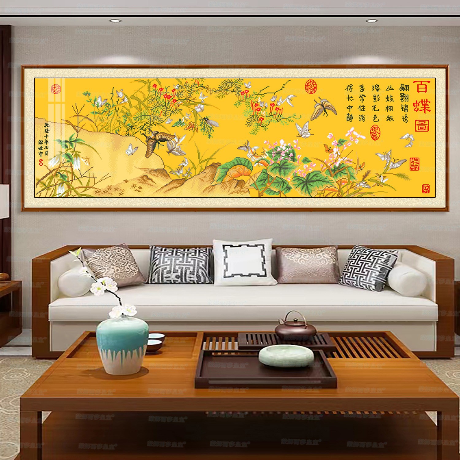 Punto de Cruz de la Mona Lisa, Pintura de Cien Mariposas de Lang Shining, Versión Mejorada de Punto de Cruz con un Toque de Alta Gama para la Sala de Estar, Estilo Nuevo. image 3