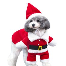 亚马逊狗衣服圣诞节变身装圣诞老人服装狗狗冬季保暖两脚宠物衣服