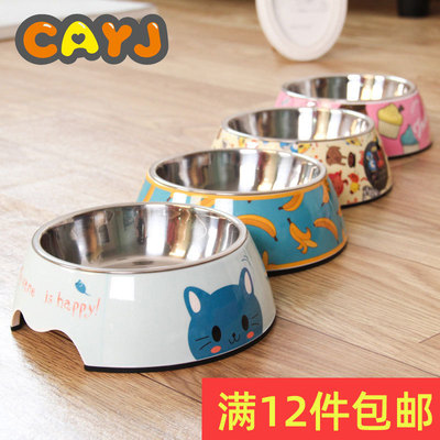 wholesale Stainless steel Dog bowl Dishes double-deck Melamine Cat Bowl Pet Bowl Feed Water Kitty Supplies Dog bowl