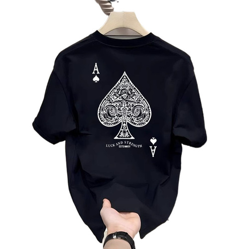 American Retro Short-Sleeve T-Shirt for Men - Summer Heavyweight Pure Cotton Loose Print Half-Sleeve Streetwear Brand Student Top T-Shirt