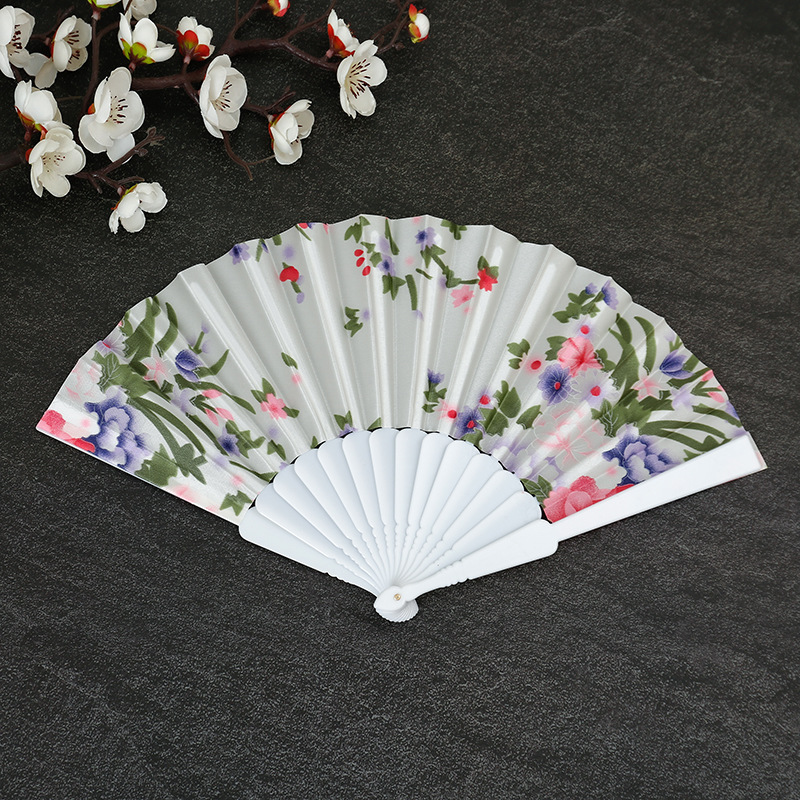 Plástico de seda plana plegable ventilador de baile estilo chino Amazon popular de 7 pulgadas abrir y cerrar sin problemas image 8