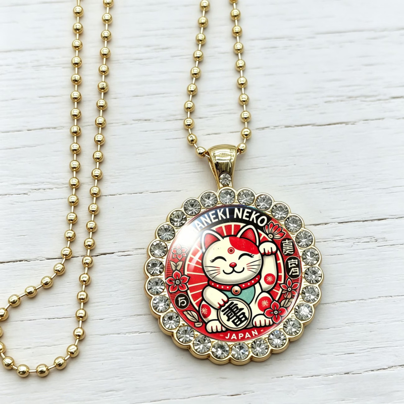 Japanese-Style Lucky Cat Necklace Maneki Neko Lucky Cat Necklace That Brings Good Luck Japanese-Style Lucky Cat Necklace Maneki Neko Lucky Cat Necklace That Brings Good Luck