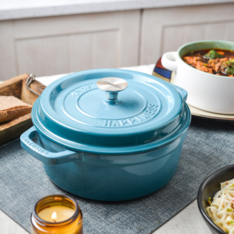 Export quality 25CM enamel cast iron pot soup pot cast iron porcelain pot non-coated non-stick iron pot iron stew pot