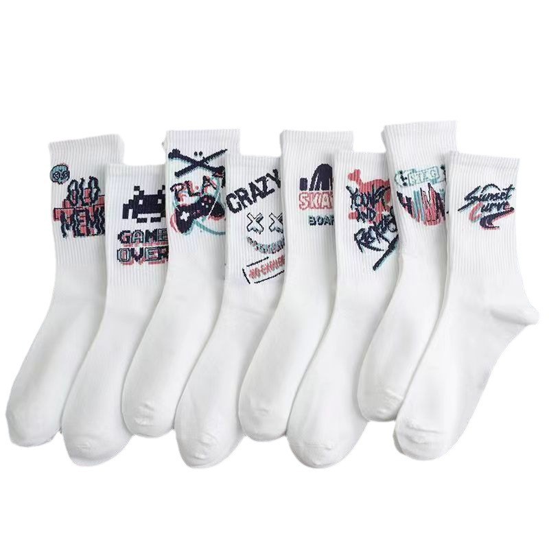 Calcetines de mujer Primavera y otoño Calcetines de media pierna de moda versátil estilo punk casual que absorbe el sudor baloncesto de la calle Deportes medias de los hombres