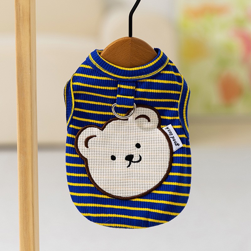 Chaleco a Rayas con Botones para Mascotas de Algodón, Transpirable, para Primavera y Verano