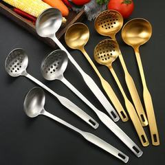 304食品级不锈钢家用长柄盛汤勺子火锅漏勺隔油过滤套装大号盛粥