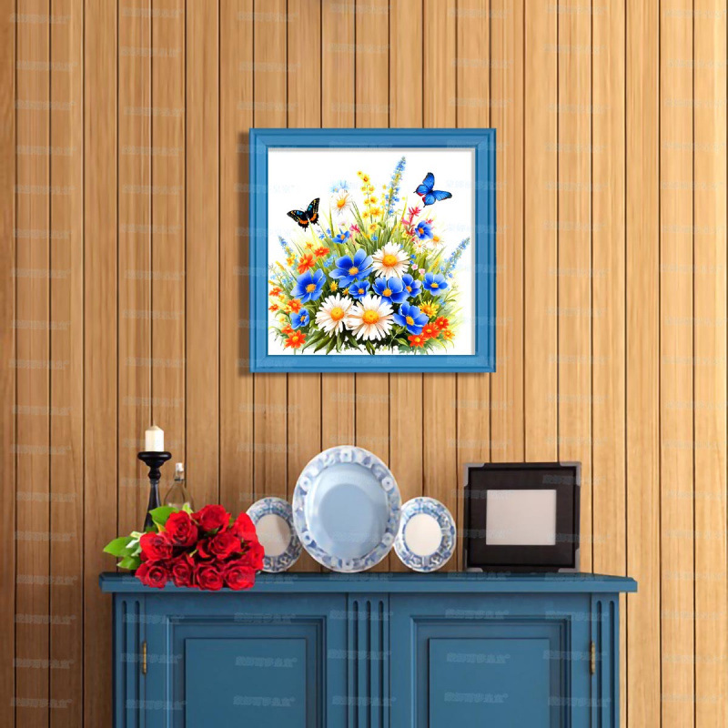 Mona Lisa crocifismo real mariposa dos simple moderna fresca estética flor pequeña pieza bordada a mano