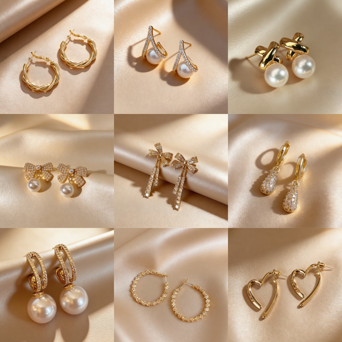 elegant brand earrings with bow from pearl with zircon
