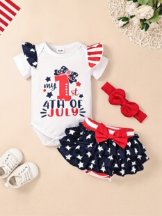 U 79441 Striped Star Print Romper Set ����ӡ���B�w�� �羳��