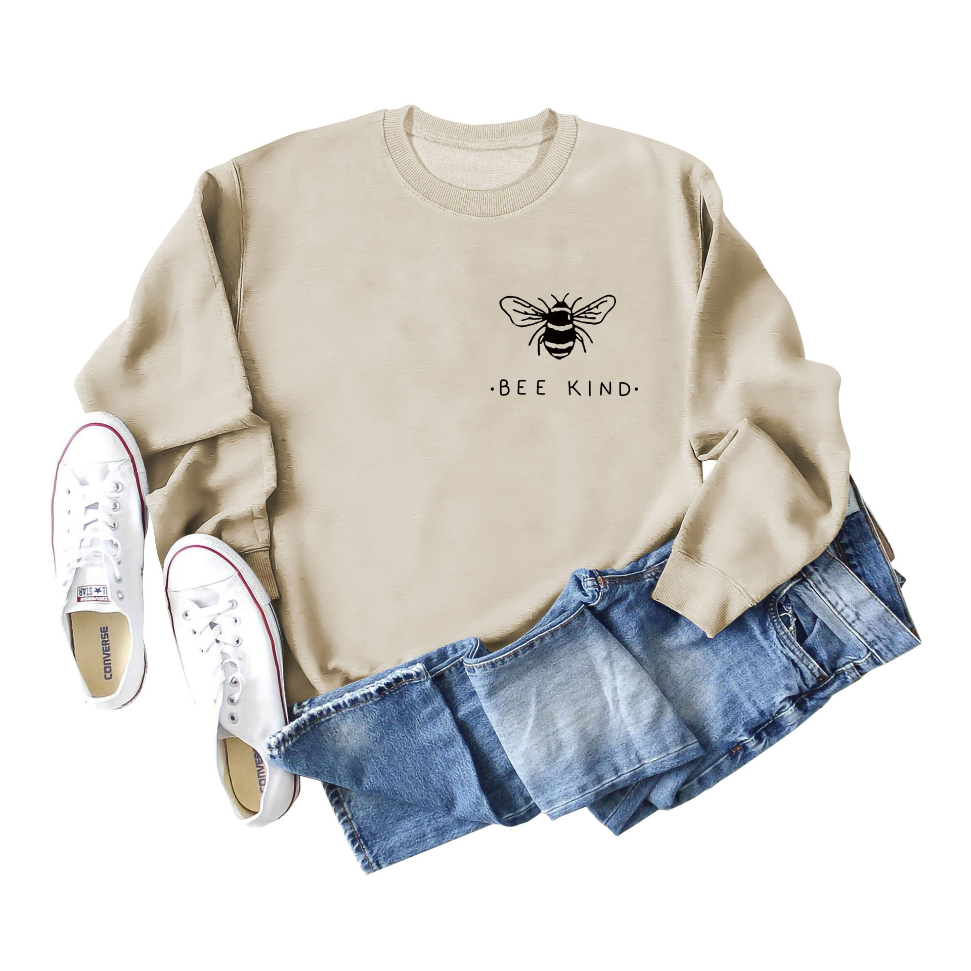 Estación independiente transfronteriza europea y americana abeja tipo cuello redondo Otoño e Invierno bottoming manga larga eBay más tamaño suéter para las mujeres