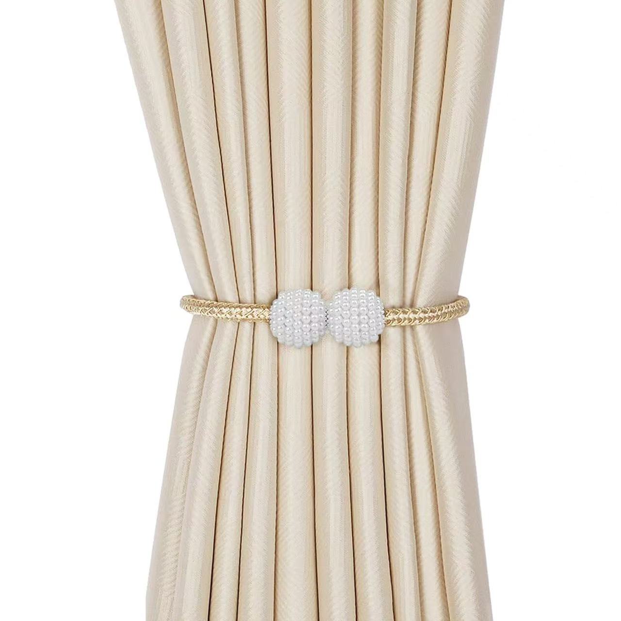Un par de correas de cortina, hebilla de cortina, hebilla de anillo, cordón de almacenamiento de cortina, cordón sin perforaciones de perlas magnéticas
