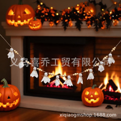 ハロウィンゴーストタグ木製ビーズ麻ロープビーズ DIY ホーム壁掛け人形ペンダントハンギングマシン